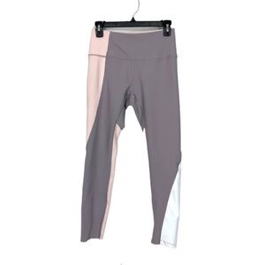 Apana Pastel Light Gray Blush Pink & White Colorblock Leggings Nwot Size Small